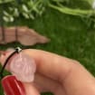 Rose Quartz Crystal Skeleton Necklace, Pink Crystal Curved Skull Necklace