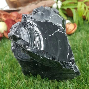 Rough Black Triangle Obsidian Crystal specimen - protection - decoration Mineral Stone