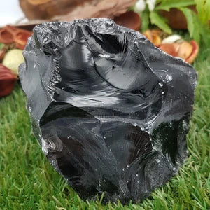 Rough Black Triangle Obsidian Crystal specimen - protection - decoration Mineral Stone