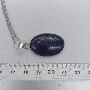 Lapis Lazuli Silver Plated Brass Pendant Cabochon Cut Healing Crystal