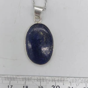 Lapis Lazuli Silver Plated Brass Pendant Cabochon Cut Healing Crystal