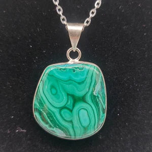 Malachite Crystal Silver Plated Necklace