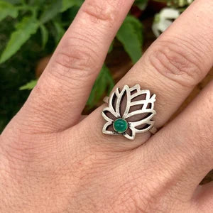 Green Aventurine Crystal Silver Plated Adjustable Ring