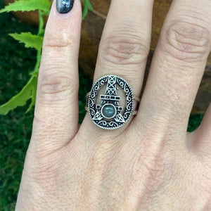 Labradorite Crystal Silver Plated Adjustable Ring