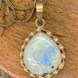 Moonstone Brass Pendant Cabochon Cut Healing Crystal