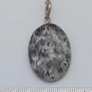 Clear Quartz with Green Tourmaline Inclusions Crystal Silver 925 Necklace