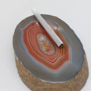 Natural Red Brown Agate Ashtray, Healing Crystal, Zodiac Mineral Stone