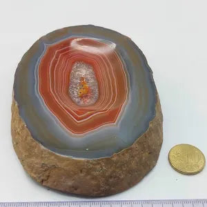 Natural Red Brown Agate Ashtray, Healing Crystal, Zodiac Mineral Stone