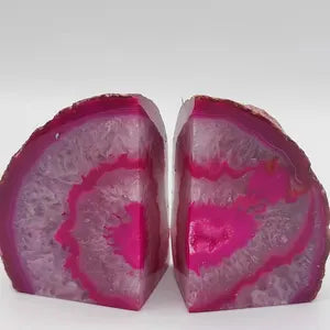 Pink Agate Half Geode Book Holder Rock Formation - Home Decor - Bookend