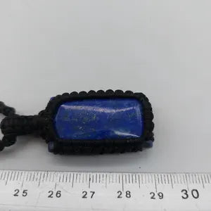 Lapis Lazuli Macrame Necklace, Blue Crystal Wrapped Woven Necklace, Gemstone Necklace