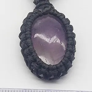 Amethyst Crystal Macrame Necklace, Purple Stone Woven Necklace, Healing Crystals