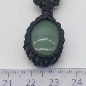 Green Aventurine Macrame Necklace, Lucky Crystal Wrapped Necklace, Green Stone Necklace