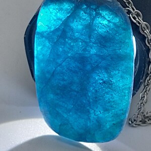 Apatite Crystal Necklace, Blue Gemstone Necklace with Chain, Stone Layering Necklace for Men and Women