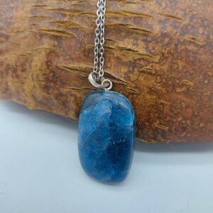 Apatite Crystal Necklace, Blue Gemstone Necklace with Chain, Stone Layering Necklace for Men and Women