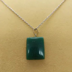 Green Aventurine Crystal Necklace for Men and Women, Gemstone Pendant with Steel Layering Chain, Crystal Gift Ideas