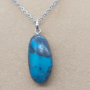 Original Turquoise Crystal Necklace, Turquoise Stone Necklace with Chain, Gemstone Necklace for Men and Women