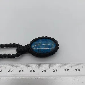 Blue Apatite Macrame Neklace, Blue Crystal Woven Necklace, Gemstone Unisex Necklace