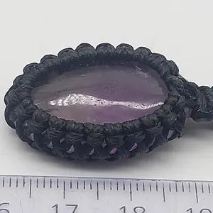 Amethyst Crystal Macrame Necklace, Purple Stone Woven Necklace, Healing Crystals