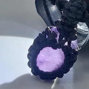 Amethyst Crystal Macrame Necklace, Purple Stone Handmade Necklace, Gemstone Necklace