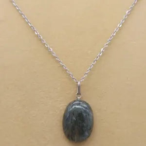 Clear Quartz with Green Tourmaline Necklace, Tourmalinated Quartz Crystal Pendant, Gemstone Necklace for Men and Women