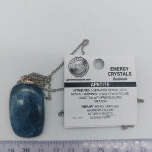 Apatite Crystal Necklace, Blue Gemstone Necklace with Chain, Stone Layering Necklace for Men and Women