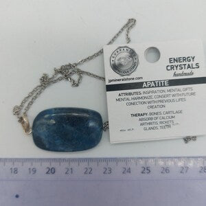 Apatite Crystal Necklace, Blue Gemstone Necklace with Chain, Stone Layering Necklace for Men and Women