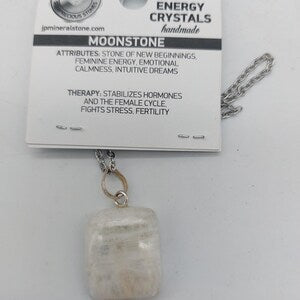 Moonstone Chain Necklace, White Crystal Layering Necklace, Gemstone Necklace for Men and Women, Magic Natural Crystal Pendant