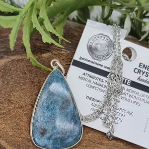 Apatite Silver Bezel Pendant Necklace with Steel Chain