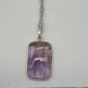 Natural Amentrine Sterling Silver Necklace, Purple Crystal Necklace for Him and Her
