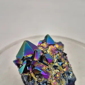 Amethyst Titanium Cluster, Druzy Rainbow Amethyst, Rainbow Aura Amethyst Crystal Specimen