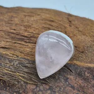 Rose Quartz Silver Plated Adjustable Ring, Pink Crystal Ring for Her
