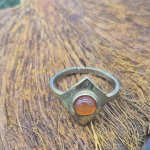 Carnelian Geometrical Brass Adjustable Ring for Women