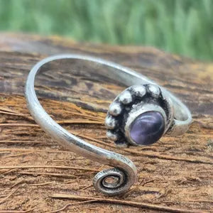 Amethyst Silver Plated Adjustable Ring for Women