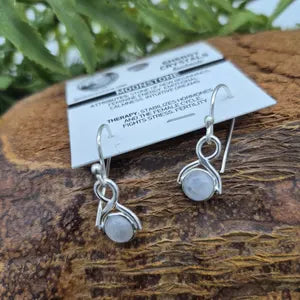 Moonstone Silver Plated Minimal Earrings, Crystal Bohemian Earrings for Her