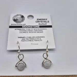 Moonstone Silver Plated Minimal Earrings, Crystal Bohemian Earrings for Her