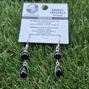 Obsidian Crystal Silver Plated Earrings for Women