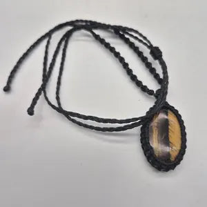Tiger Eye Macrame Wrapped Necklace - Protection Gift Accessories