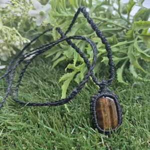 Tiger Eye Macrame Wrapped Necklace - Protection Gift Accessories