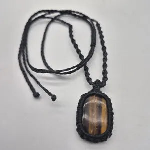 Tiger Eye Macrame Wrapped Necklace - Protection Gift Accessories