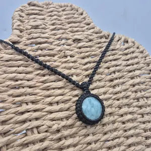 Amazonite Crystal Macrame Necklace