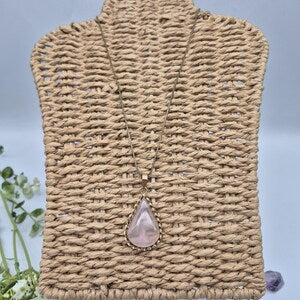 Rose Quartz Brass Pendant