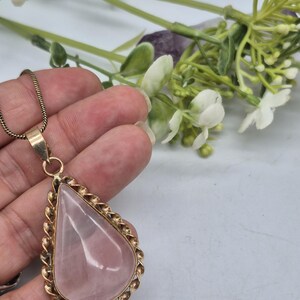 Rose Quartz Brass Pendant