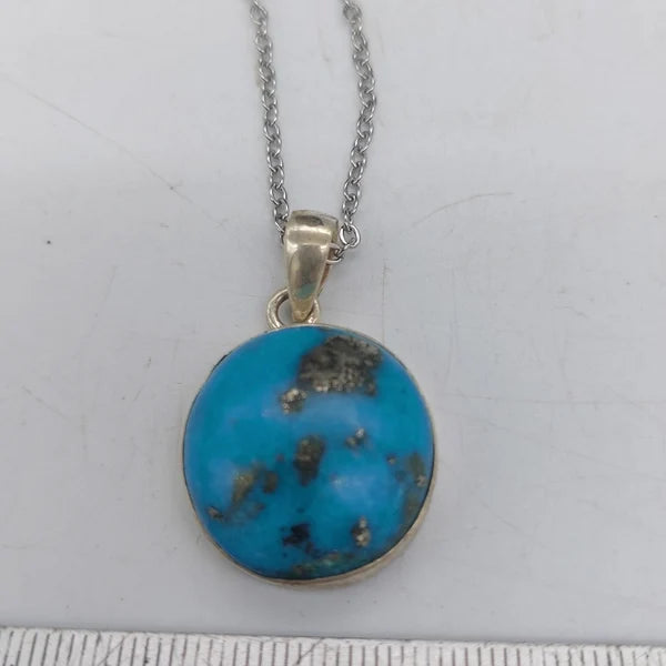 Turquoise Sterling Silver 925 Pendant Cabochon Cut Healing Crystal