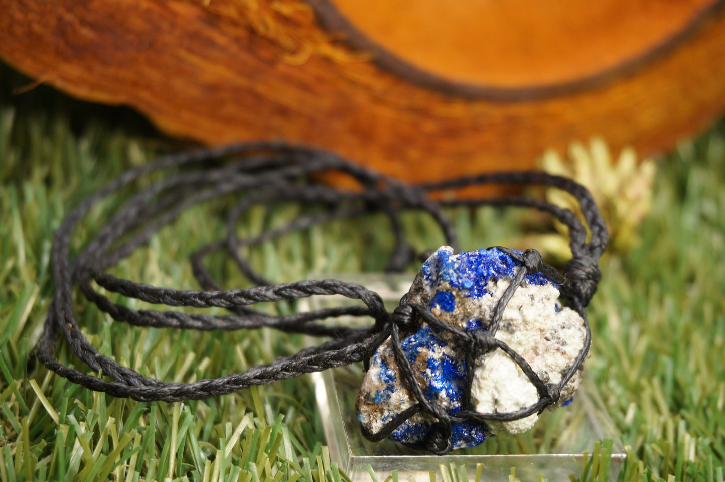 Fantastic Crystal Azurite Calcite White Greec Mineral Collection Makrame Wrapped