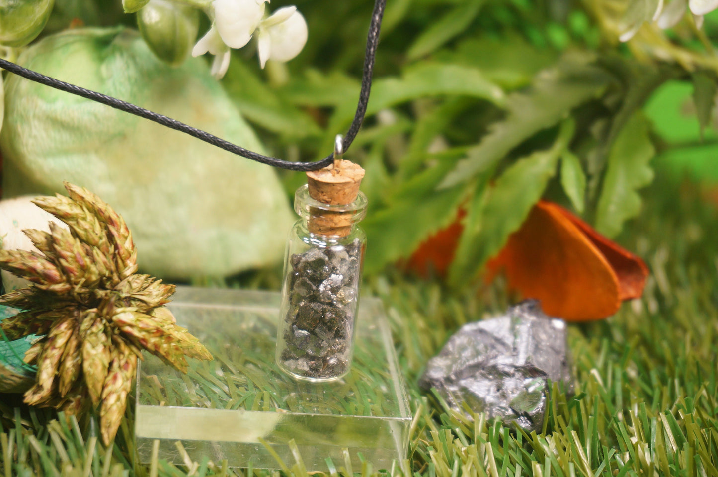 Natürliche Galenit-Halskette, Flasche, grober Mineralstein, Geburtsstein, Heiltherapie, Geschenkidee