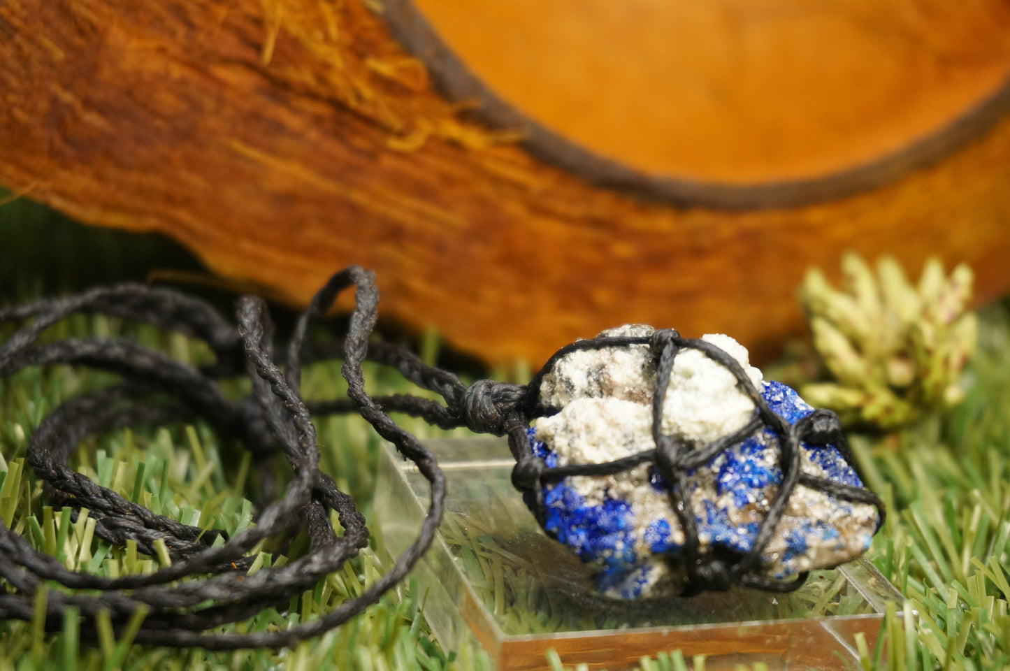 Fantastic Crystal Azurite Calcite White Greec Mineral Collection Makrame Wrapped