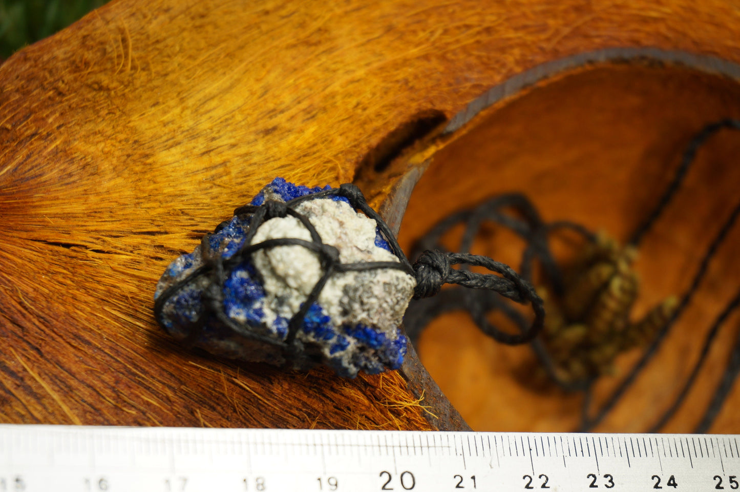 Fantastic Crystal Azurite Calcite White Greec Mineral Collection Makrame Wrapped