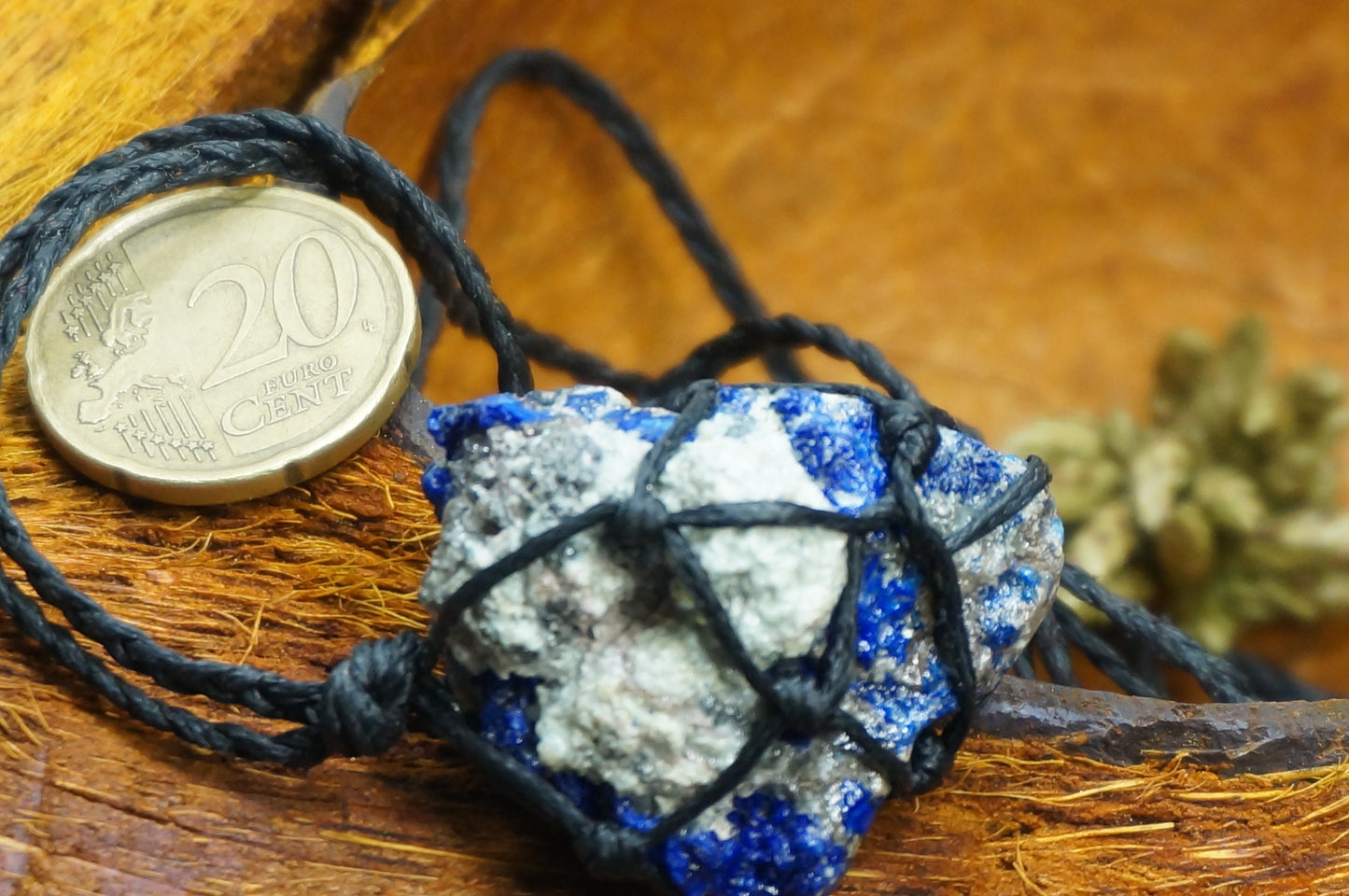 Fantastic Crystal Azurite Calcite White Greec Mineral Collection Makrame Wrapped