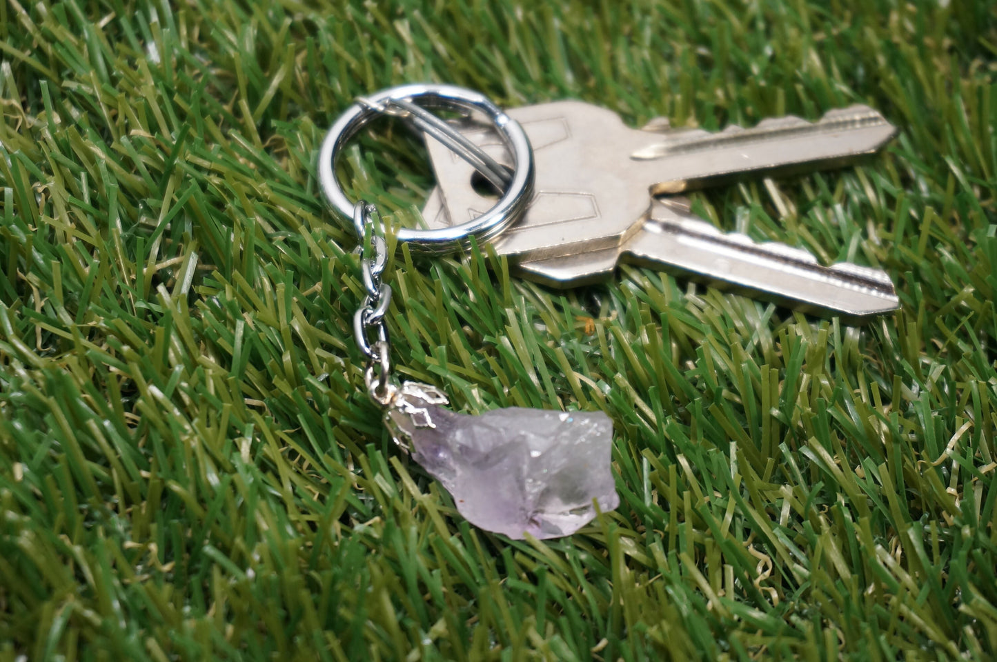 Natürlicher Amethyst-Kristall-Schlüsselanhänger