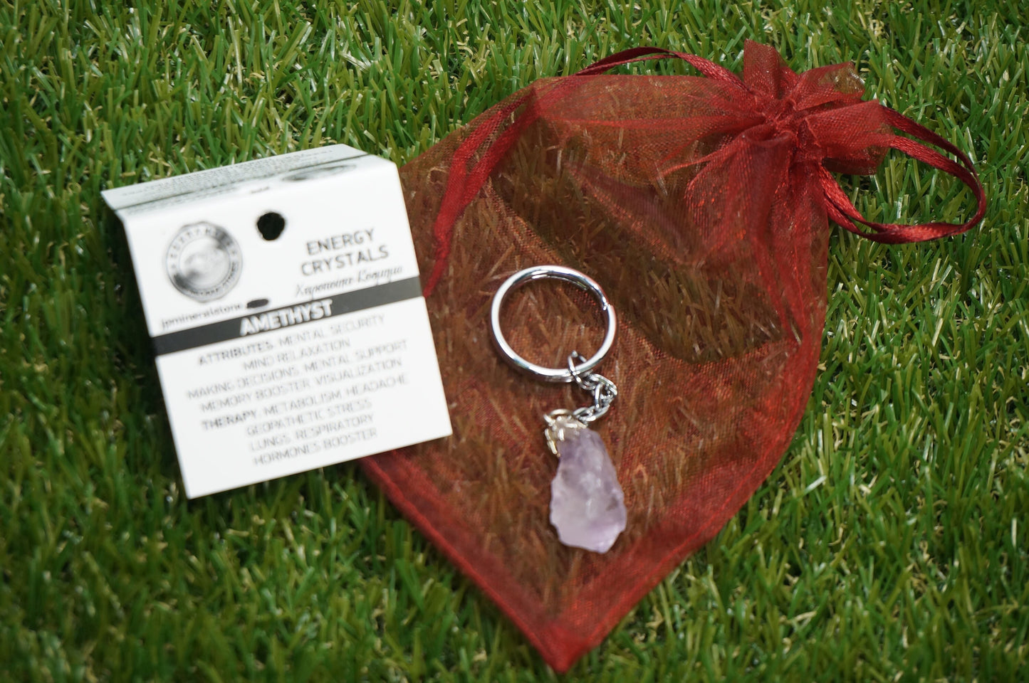 Natürlicher Amethyst-Kristall-Schlüsselanhänger